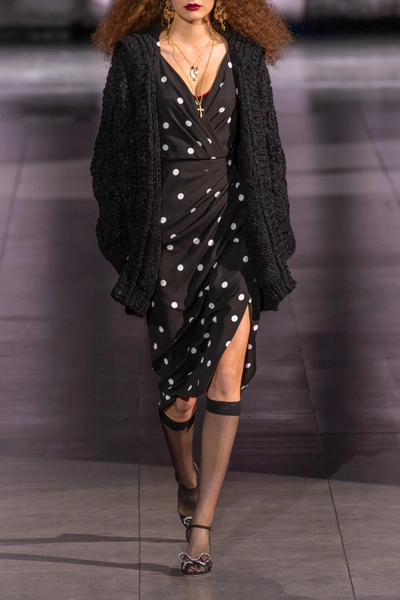 Shop Dolce & Gabbana Women's Polka-dot Cady Dress In Black