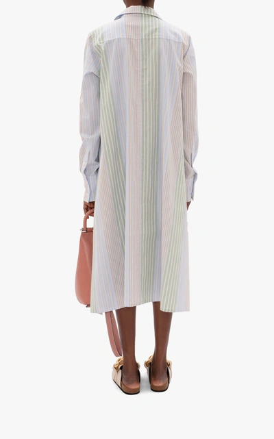 Shop Jw Anderson Women's Handkerchief-hem Striped Cotton Poplin Shirt Dress In Multi