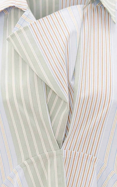 Shop Jw Anderson Women's Handkerchief-hem Striped Cotton Poplin Shirt Dress In Multi