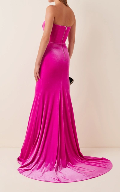 Shop Alex Perry Payson Velvet Strapless Gown In Pink