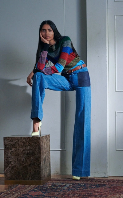 Shop Victoria Beckham Women's Striped Metallic Cotton-blend Knit Top In Multi