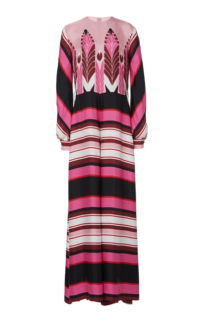 Shop Valentino Printed Silk Wide-leg Jumpsuit In Multi