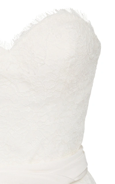 Shop Carolina Herrera Bridal Women's Lourdes Strapless Chantilly Lace Jumpsuit In White