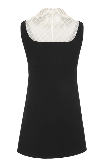 Miu Miu Embellished Organza-detailed Cady Mini Dress In Black