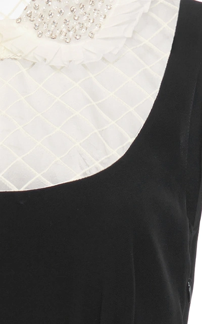 Miu Miu Embellished Organza-detailed Cady Mini Dress In Black