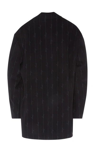 Shop Balenciaga Oversized Pinstriped Twill Blazer In Black