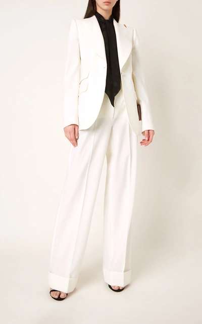 Shop Dolce & Gabbana Women's Peaked Wool-blend Blazer In White