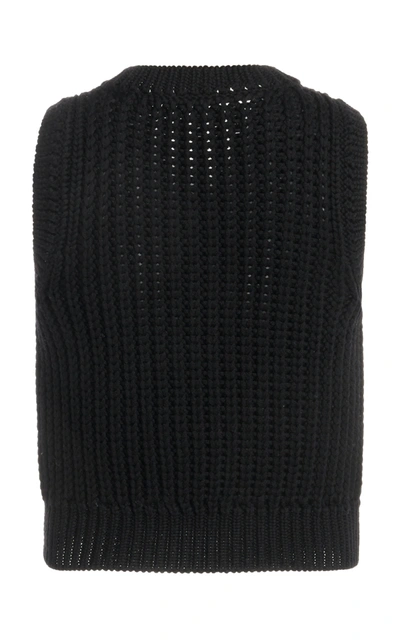 Shop Alexandre Blanc Wool Cable-knit Sweater Vest In Black