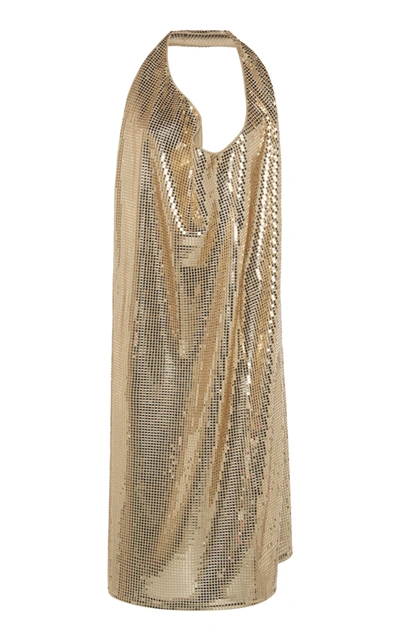 Shop Bottega Veneta Women's Sequined Halterneck Dress In Gold