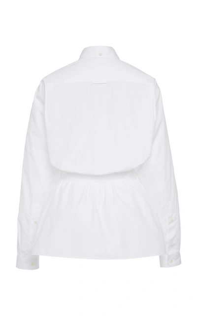 Shop Prada Gathered Button Down Shirt In White