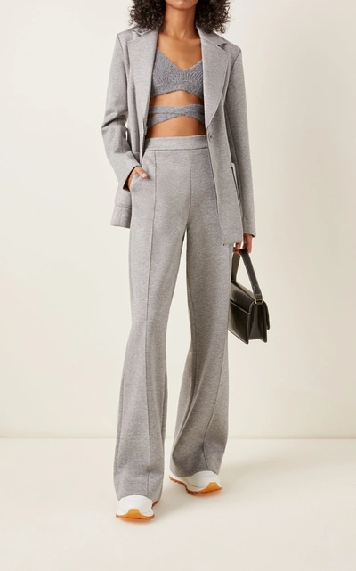 Shop Dorothee Schumacher Minimalistic Charme Cotton-jersey Straight-leg Pants In Grey