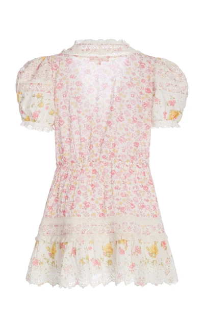Shop Loveshackfancy Belen Patchwork Floral Cotton Wrap Mini Dress In Yellow