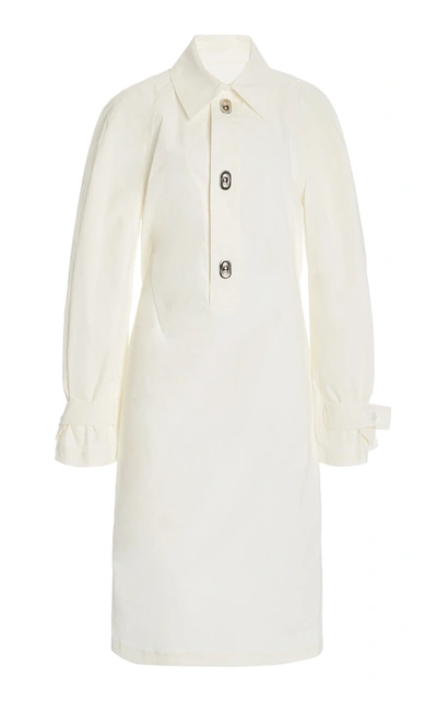 Bottega Veneta Cotton-blend Midi Shirt Dress In White