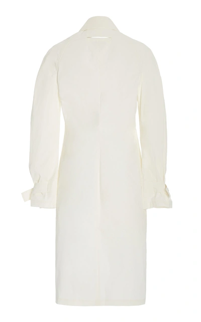 Shop Bottega Veneta Cotton-blend Midi Shirt Dress In White