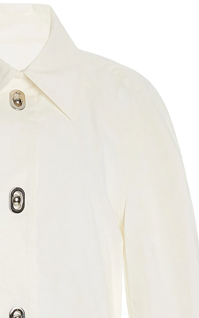 Shop Bottega Veneta Cotton-blend Midi Shirt Dress In White