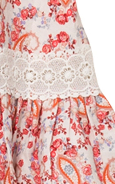 Shop Bytimo Button-down Linen-blend Mini Dress In Floral