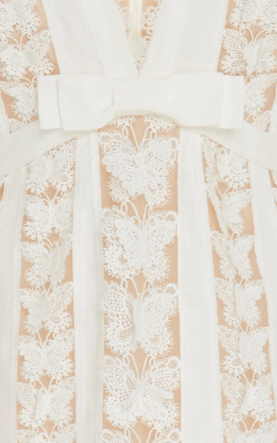 Shop Zimmermann Silk And Linen-blend Lace Mini Dress In White