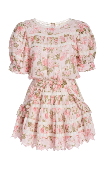 Shop Loveshackfancy Women's Augustine Floral Cotton Mini Dress In Pink
