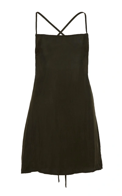 Shop Anemone Women's Tie-back Washed-georgette Mini Dress In Black