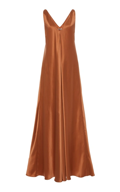 Shop Co Silk-satin Maxi Dress In Orange