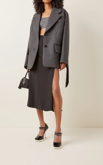 Prada Oversized Single-breasted Wool Jacket In Grey