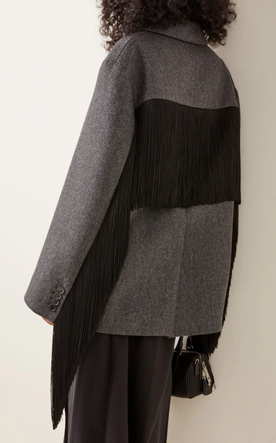 Shop Prada Oversized Single-breasted Wool Jacket In Grey