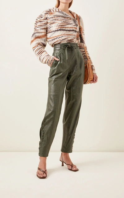 Shop Ulla Johnson Navona High-rise Leather Pants In Green