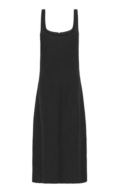 Shop St Agni Ghita Linen-blend Midi Dress In Black