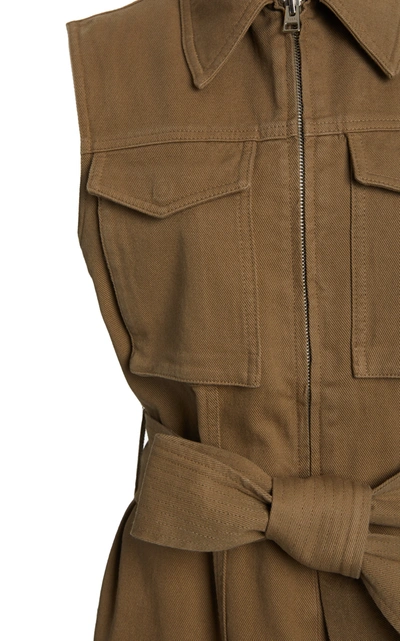 Shop Ami Alexandre Mattiussi Belted Cotton-blend Cropped Jumpsuit In Neutral