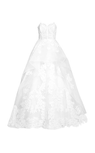 Shop Carolina Herrera Women's The Adeline Floral-embroidered Gown In White
