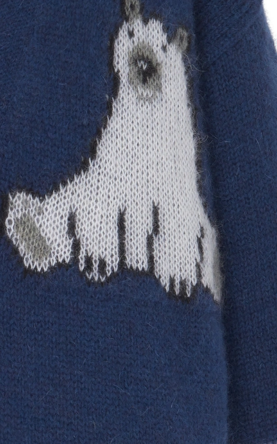 Shop Loewe Women's Oversized Bear-knit Mohair-blend Cardigan In Blue