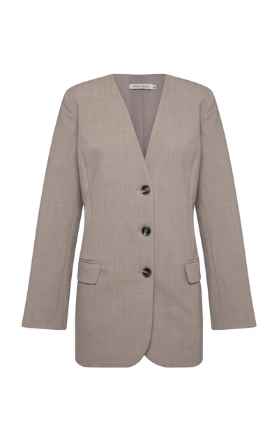 Shop Anna Quan Women's Peyton Collarless Wool-blend Blazer In Grey