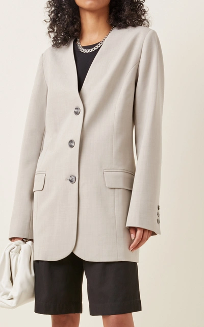 Shop Anna Quan Women's Peyton Collarless Wool-blend Blazer In Grey