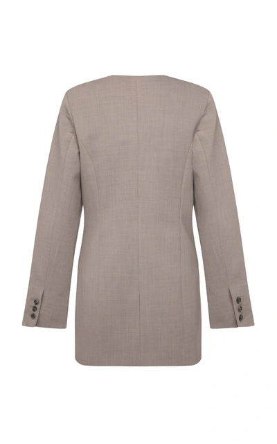 Shop Anna Quan Women's Peyton Collarless Wool-blend Blazer In Grey