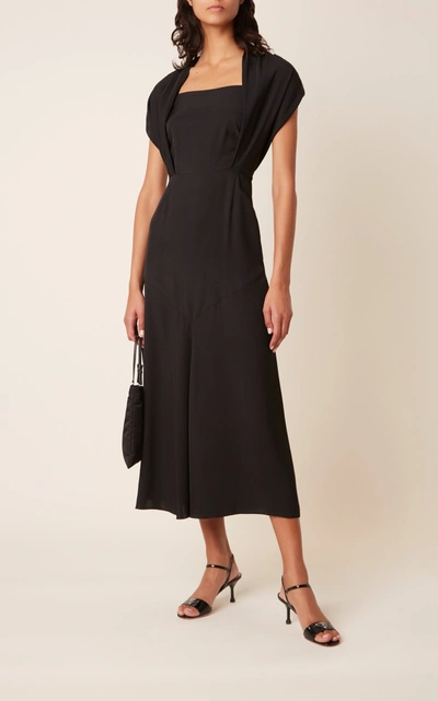 Shop Prada Chiffon Midi Dress In Black