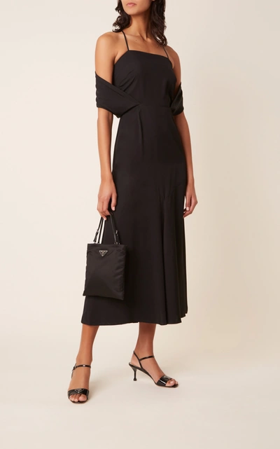 Shop Prada Chiffon Midi Dress In Black