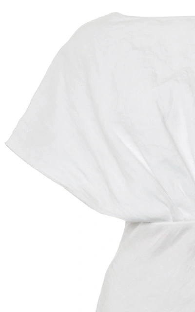 Shop Miu Miu Drape-detailed Linen Midi Dress In White