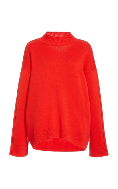 Shop Monse Ribbed Cowl Back Wool Sweater In Red