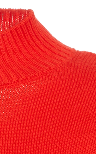 Shop Monse Ribbed Cowl Back Wool Sweater In Red
