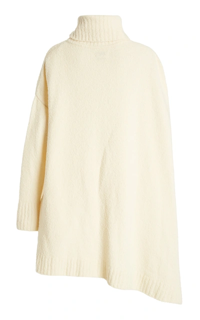 Shop Deveaux Women's Molly Asymmetric Wool-blend Turtleneck Sweater Cape In Neutral