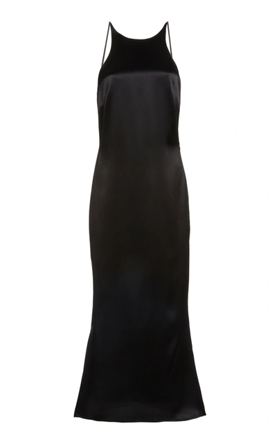 Shop Deveaux Lola Satin Midi Dress In Black