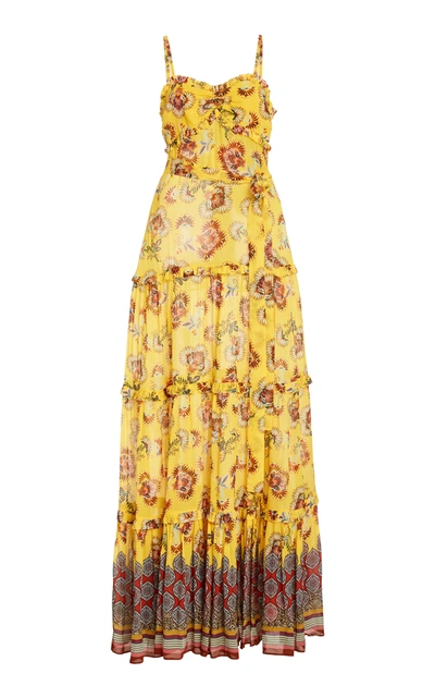 Shop Alexis Women's Lussa Ruffled Printed Chiffon Maxi Dress In Yellow,white