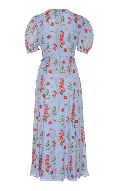 Shop Carolina Herrera Printed Silk Wrap Dress In Blue