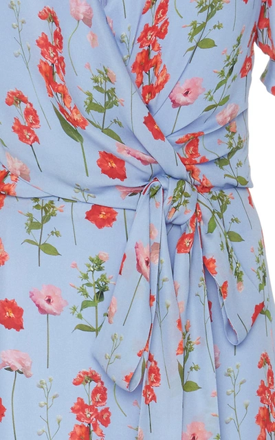 Shop Carolina Herrera Printed Silk Wrap Dress In Blue