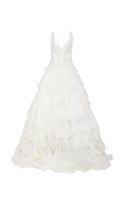 Shop Isabelle Armstrong The Izzy Beaded Tulle Gown In White