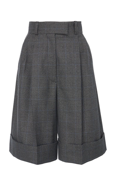 Shop Miu Miu Cuffed Knee-length Shorts In Grey
