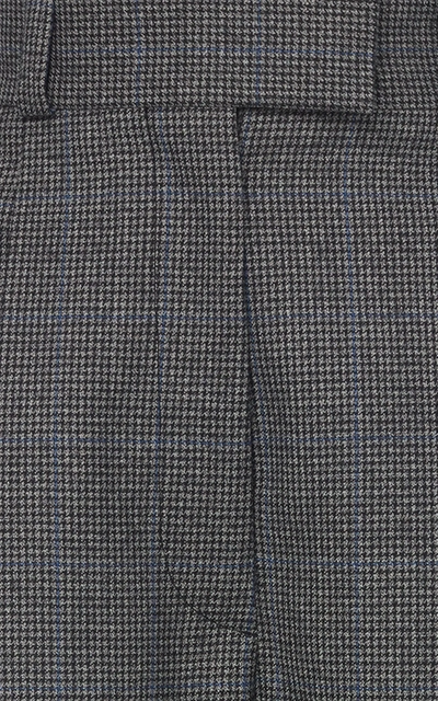 Miu Miu Pleated Wide-leg Houndstooth Shorts In Grey