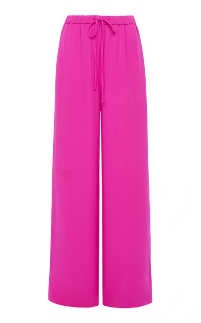 Shop Valentino Women's Drawstring Silk Cady Wide-leg Pants In Red,pink