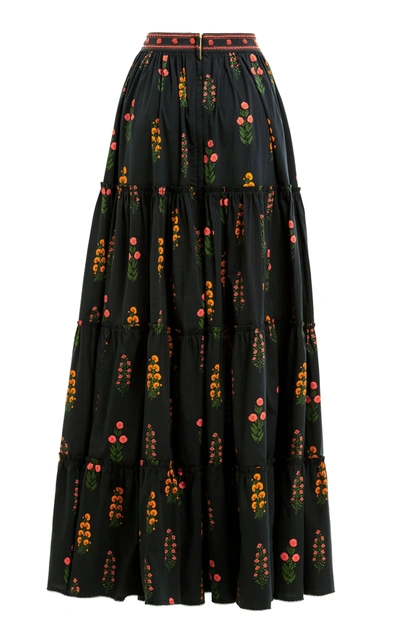 Shop Agua By Agua Bendita Women's Macadamia Dahlia Cotton-poplin Maxi Skirt In Black