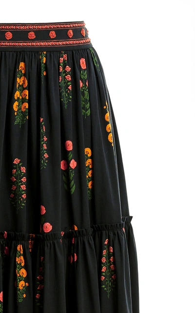Shop Agua By Agua Bendita Women's Macadamia Dahlia Cotton-poplin Maxi Skirt In Black